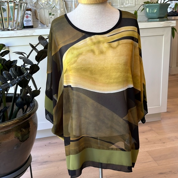 NWT Peruzzi green yellow and black caftan tunic made in Italy - Picture 1 of 12